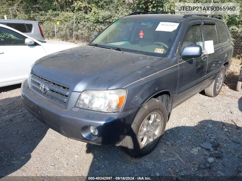 2005 Toyota Highlander Limited VIN: JTEDP21AX50065960 Lot: 40342597