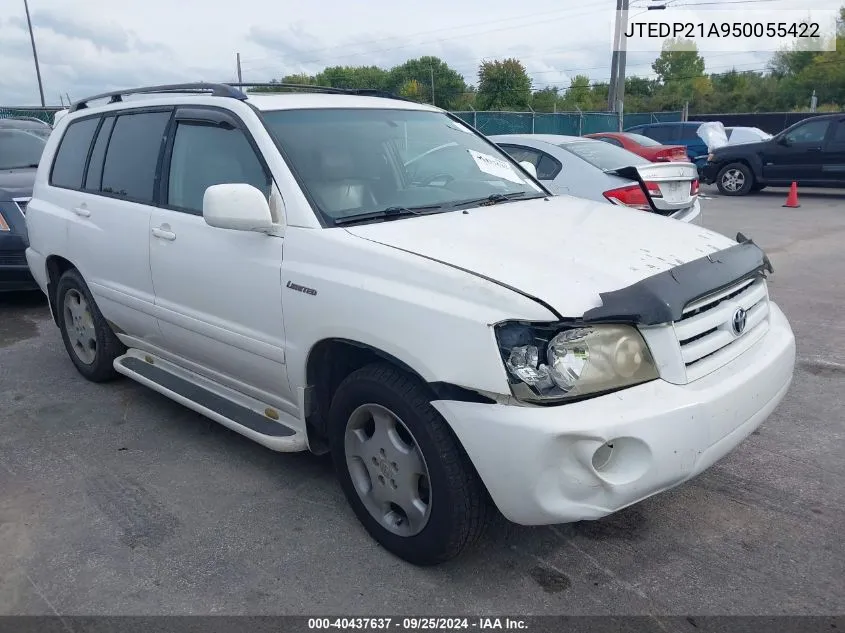 2005 Toyota Highlander Limited V6 VIN: JTEDP21A950055422 Lot: 40437637