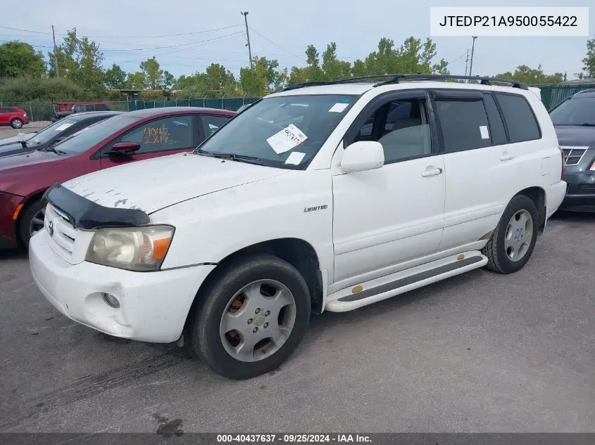 2005 Toyota Highlander Limited V6 VIN: JTEDP21A950055422 Lot: 40437637