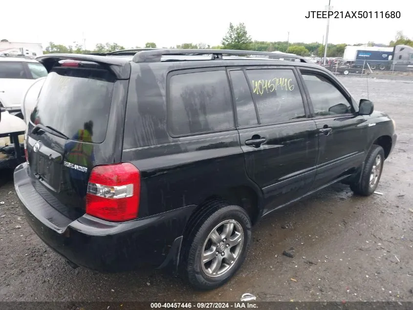 2005 Toyota Highlander V6 VIN: JTEEP21AX50111680 Lot: 40457446