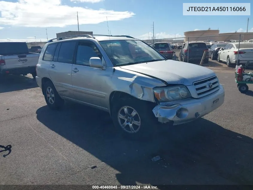 2005 Toyota Highlander VIN: JTEGD21A450116066 Lot: 40460845