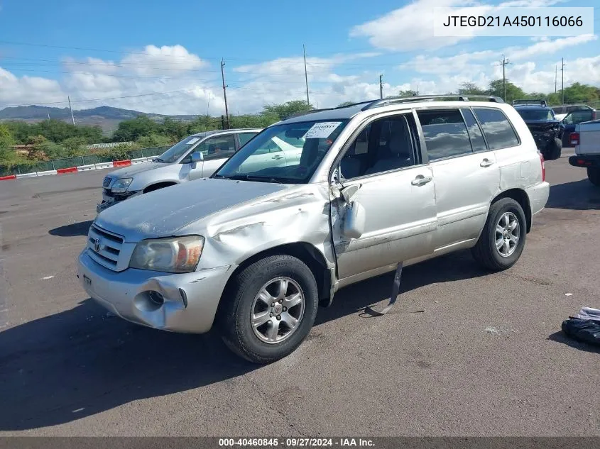 2005 Toyota Highlander VIN: JTEGD21A450116066 Lot: 40460845