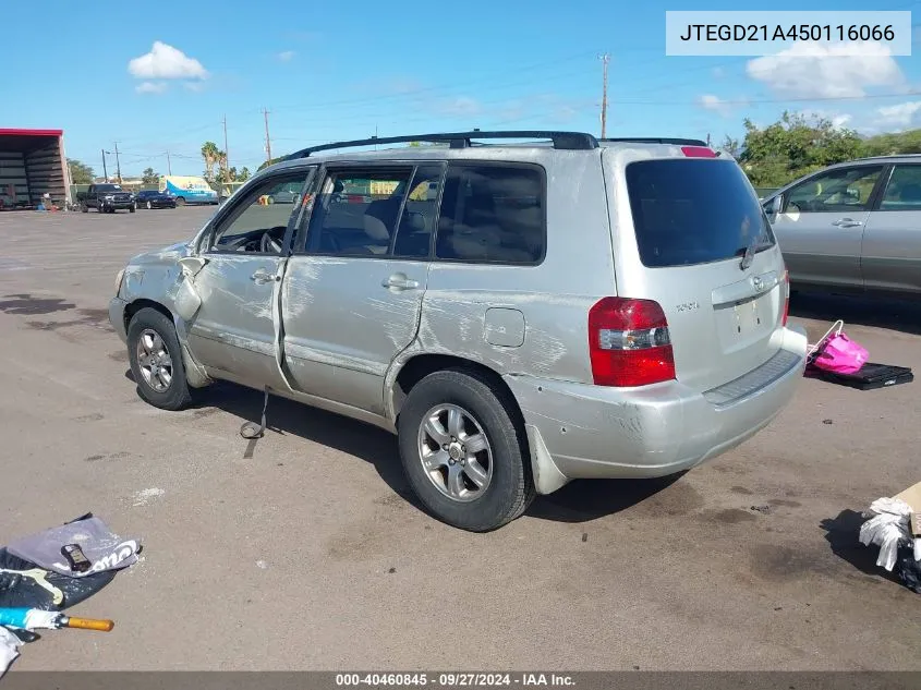 2005 Toyota Highlander VIN: JTEGD21A450116066 Lot: 40460845