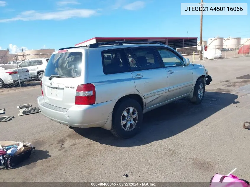 2005 Toyota Highlander VIN: JTEGD21A450116066 Lot: 40460845