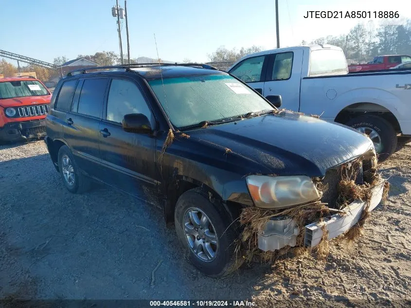 2005 Toyota Highlander VIN: JTEGD21A850118886 Lot: 40546581