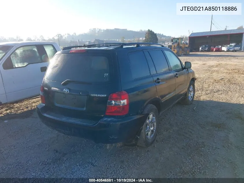 2005 Toyota Highlander VIN: JTEGD21A850118886 Lot: 40546581