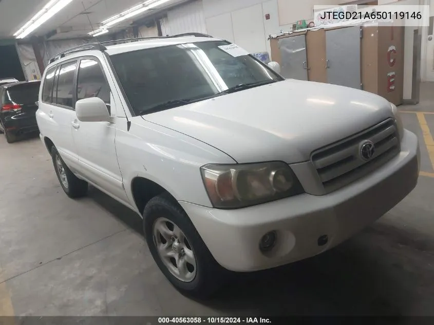 2005 Toyota Highlander VIN: JTEGD21A650119146 Lot: 40563058