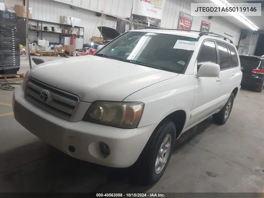 2005 Toyota Highlander VIN: JTEGD21A650119146 Lot: 40563058