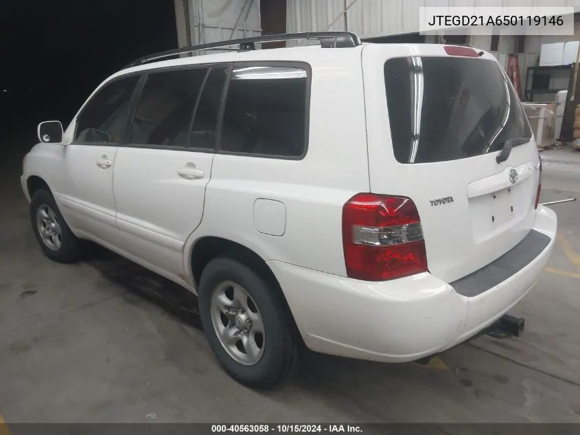 2005 Toyota Highlander VIN: JTEGD21A650119146 Lot: 40563058