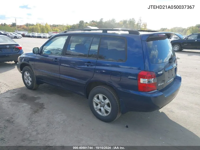 2005 Toyota Highlander VIN: JTEHD21A050037367 Lot: 40581744