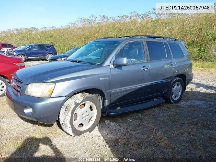 2005 Toyota Highlander Limited VIN: JTEDP21A250057948 Lot: 40588644