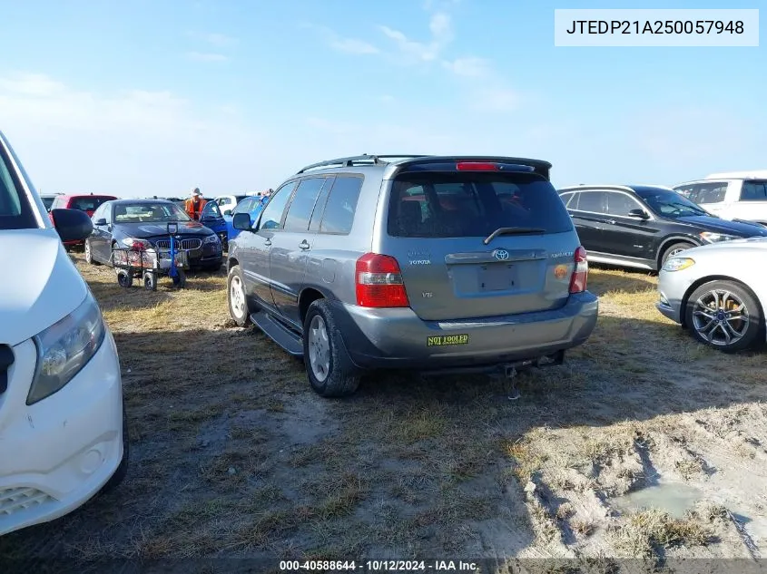 2005 Toyota Highlander Limited VIN: JTEDP21A250057948 Lot: 40588644