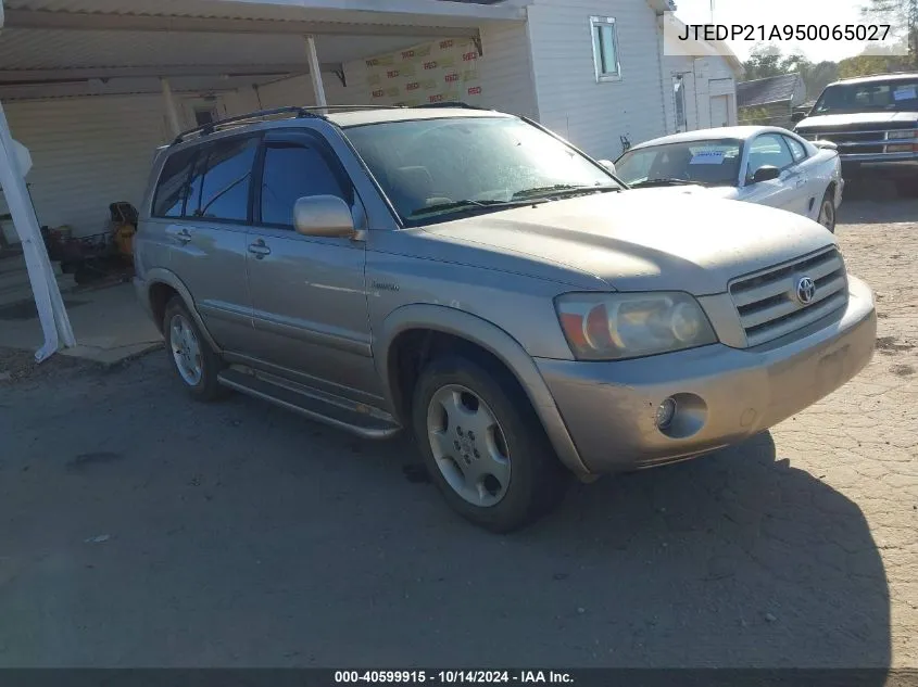 2005 Toyota Highlander Limited V6 VIN: JTEDP21A950065027 Lot: 40599915