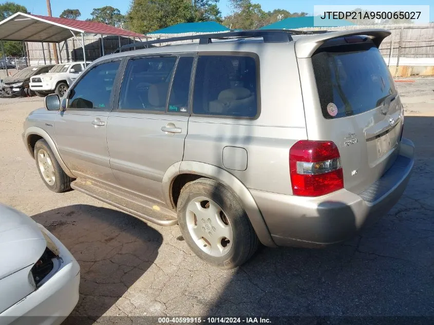 2005 Toyota Highlander Limited V6 VIN: JTEDP21A950065027 Lot: 40599915