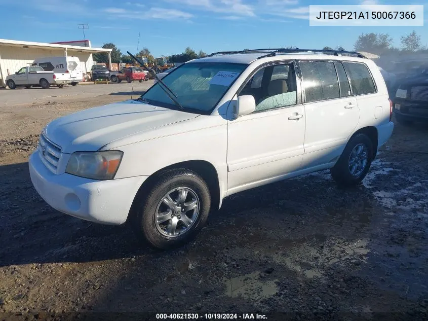 2005 Toyota Highlander V6 VIN: JTEGP21A150067366 Lot: 40621530