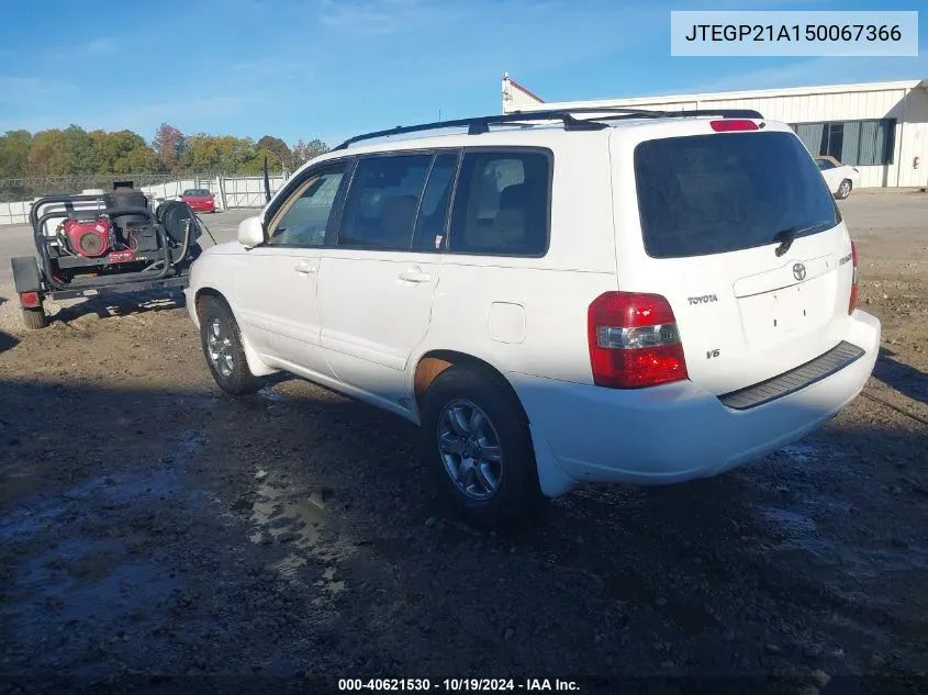 2005 Toyota Highlander V6 VIN: JTEGP21A150067366 Lot: 40621530