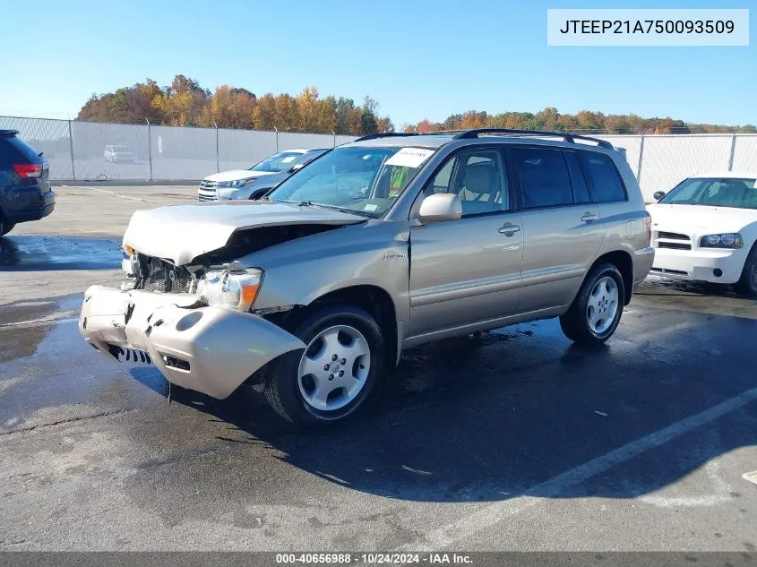 2005 Toyota Highlander Limited V6 VIN: JTEEP21A750093509 Lot: 40656988