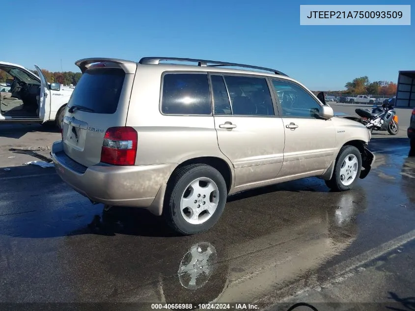 2005 Toyota Highlander Limited V6 VIN: JTEEP21A750093509 Lot: 40656988