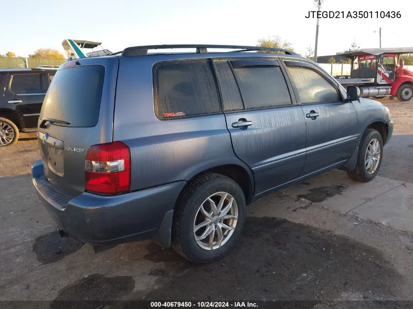 2005 Toyota Highlander VIN: JTEGD21A350110436 Lot: 40679450