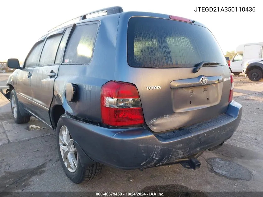 2005 Toyota Highlander VIN: JTEGD21A350110436 Lot: 40679450