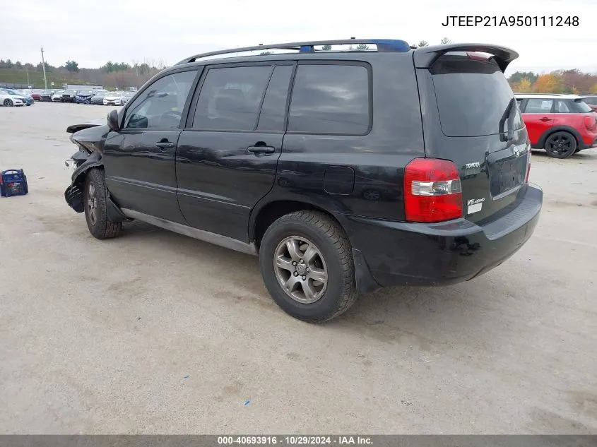 2005 Toyota Highlander V6 VIN: JTEEP21A950111248 Lot: 40693916