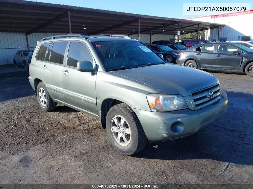 2005 Toyota Highlander V6 VIN: JTEDP21AX50057079 Lot: 40732929