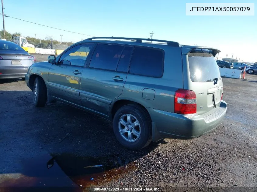 2005 Toyota Highlander V6 VIN: JTEDP21AX50057079 Lot: 40732929