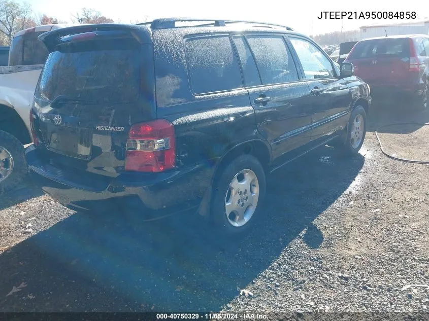 2005 Toyota Highlander Limited V6 VIN: JTEEP21A950084858 Lot: 40750329