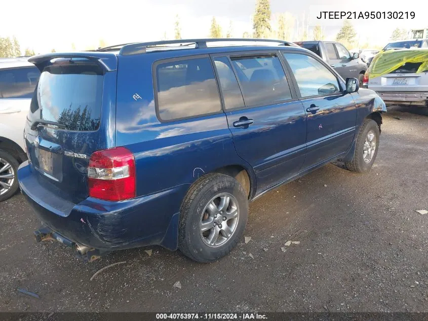 2005 Toyota Highlander V6 VIN: JTEEP21A950130219 Lot: 40753974