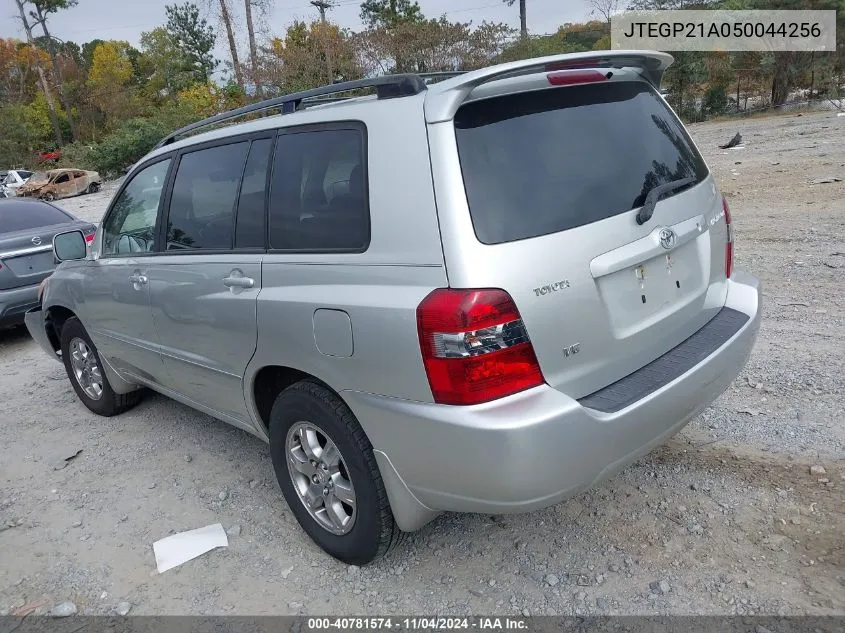 2005 Toyota Highlander V6 VIN: JTEGP21A050044256 Lot: 40781574