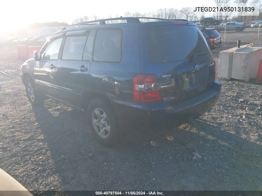 2005 Toyota Highlander VIN: JTEGD21A950131839 Lot: 40797504