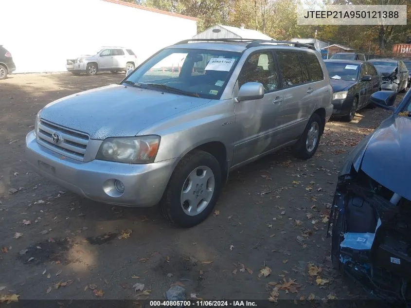 2005 Toyota Highlander Limited V6 VIN: JTEEP21A950121388 Lot: 40805700