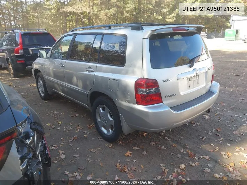 2005 Toyota Highlander Limited V6 VIN: JTEEP21A950121388 Lot: 40805700