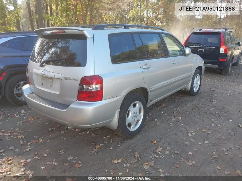 2005 Toyota Highlander Limited V6 VIN: JTEEP21A950121388 Lot: 40805700