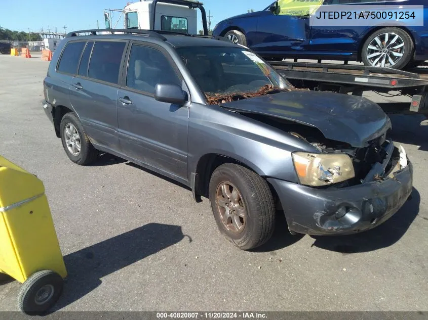 2005 Toyota Highlander V6 VIN: JTEDP21A750091254 Lot: 40820807