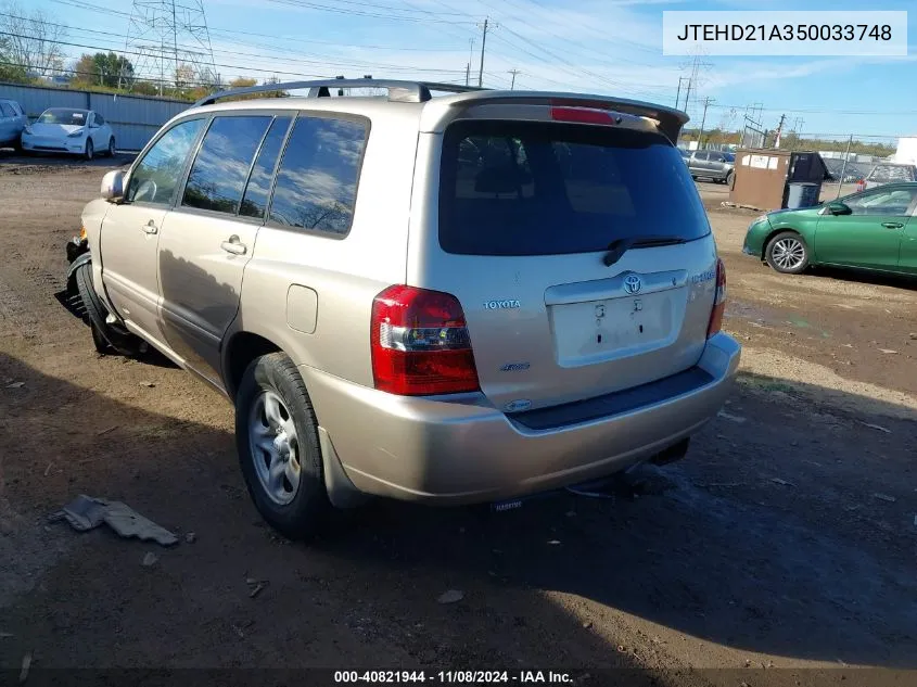 2005 Toyota Highlander VIN: JTEHD21A350033748 Lot: 40821944