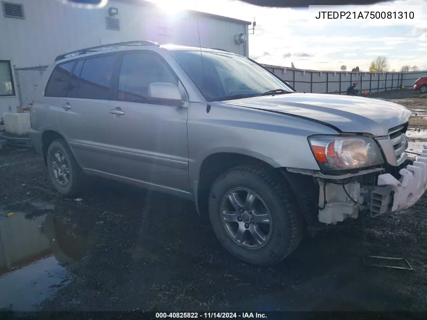 2005 Toyota Highlander V6 VIN: JTEDP21A750081310 Lot: 40825822