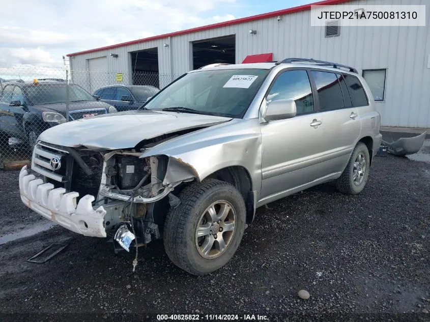 2005 Toyota Highlander V6 VIN: JTEDP21A750081310 Lot: 40825822