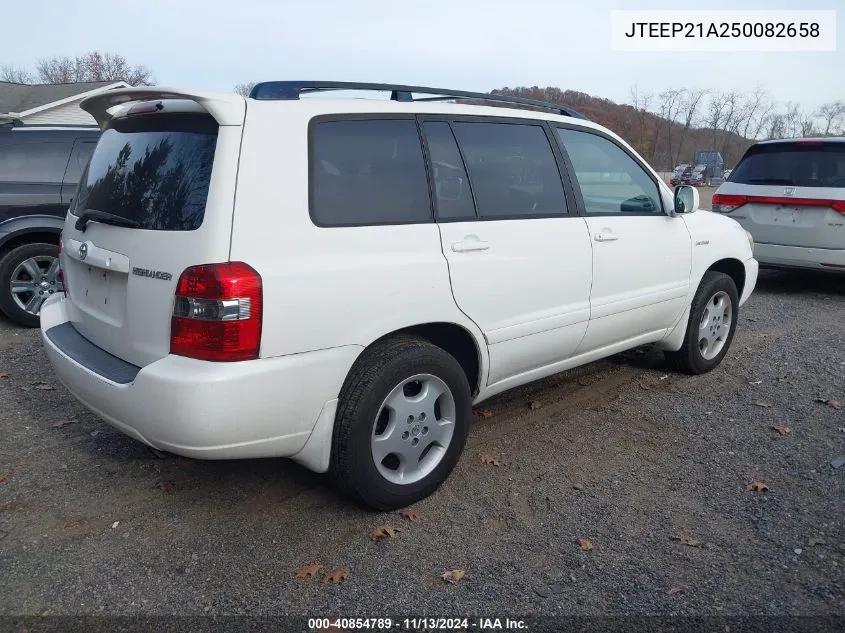 2005 Toyota Highlander Limited V6 VIN: JTEEP21A250082658 Lot: 40854789