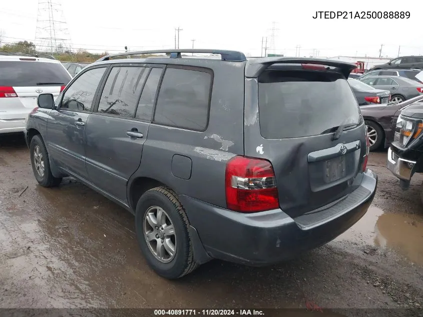 2005 Toyota Highlander V6 VIN: JTEDP21A250088889 Lot: 40891771