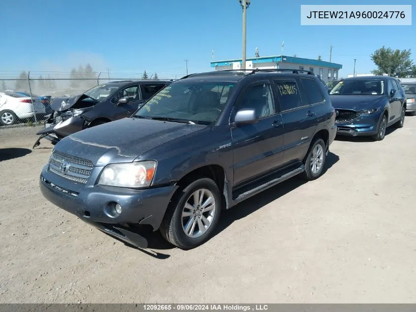 2006 Toyota Highlander Hybrid Hybrid VIN: JTEEW21A960024776 Lot: 12092665