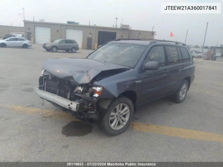 2006 Toyota Highlander VIN: JTEEW21A360017841 Lot: 20119652