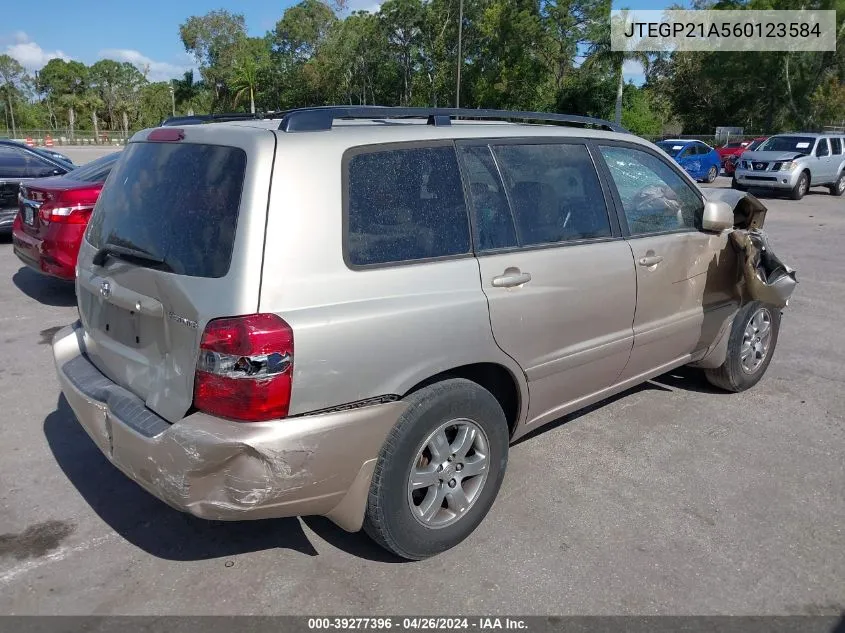 2006 Toyota Highlander V6 VIN: JTEGP21A560123584 Lot: 39277396