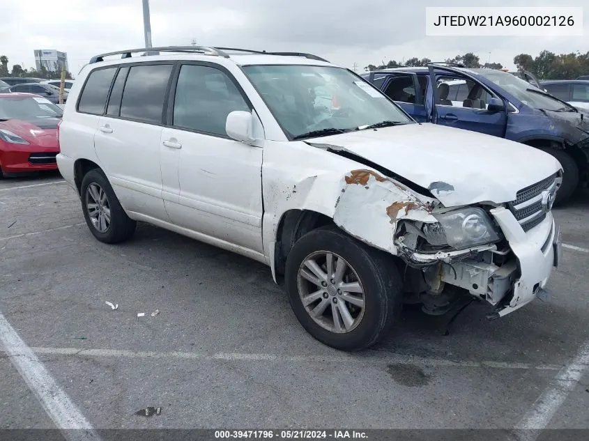 JTEDW21A960002126 2006 Toyota Highlander Hybrid Limited V6