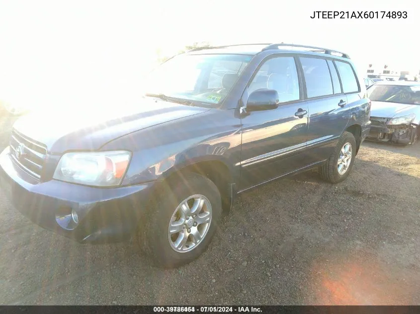 2006 Toyota Highlander V6 VIN: JTEEP21AX60174893 Lot: 39786454