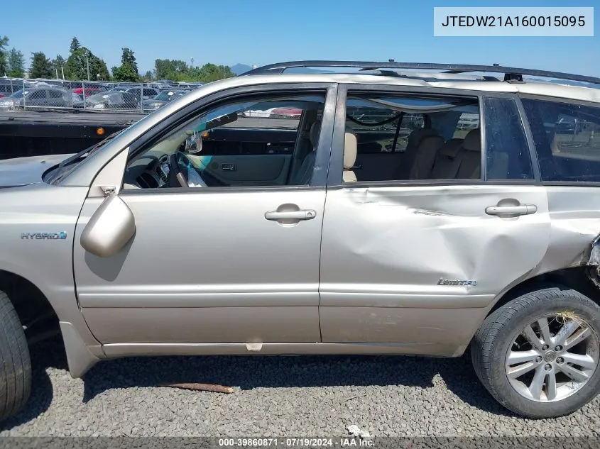 JTEDW21A160015095 2006 Toyota Highlander Hybrid Limited V6