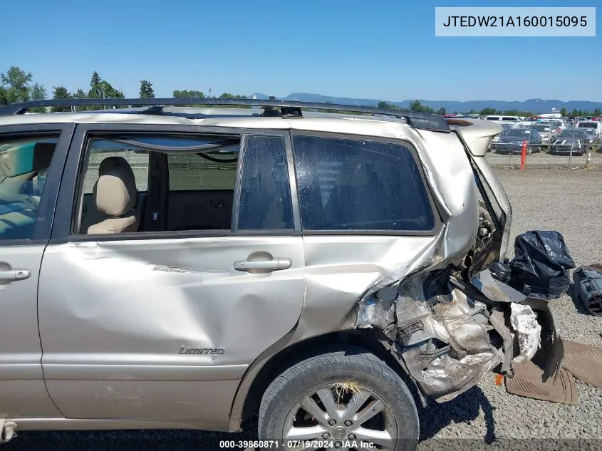 JTEDW21A160015095 2006 Toyota Highlander Hybrid Limited V6