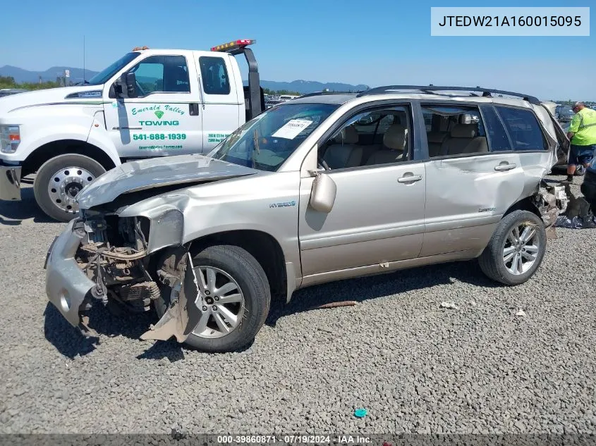 2006 Toyota Highlander Hybrid Limited V6 VIN: JTEDW21A160015095 Lot: 39860871