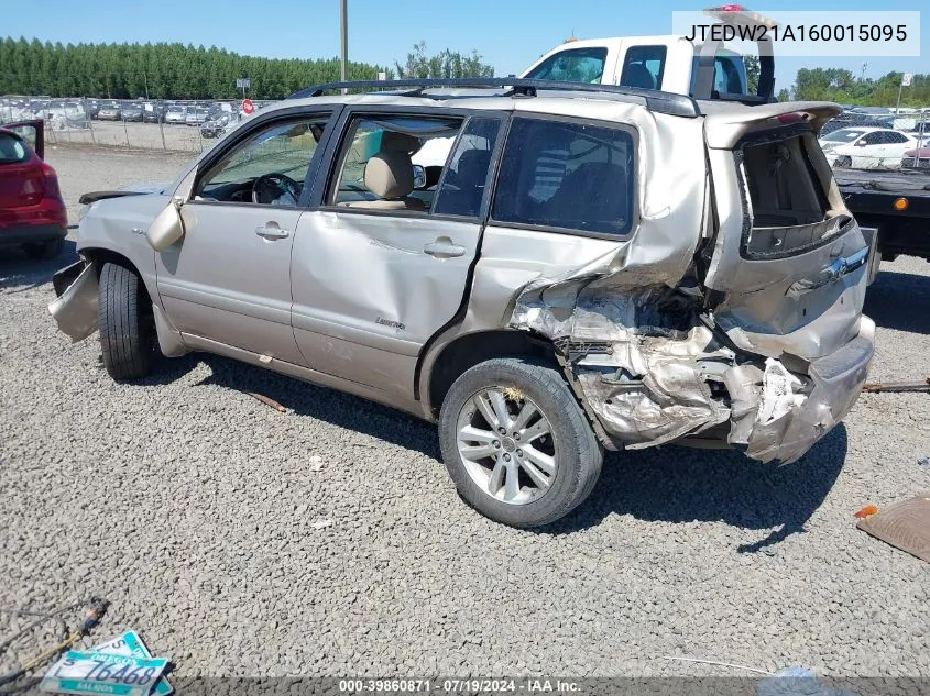 JTEDW21A160015095 2006 Toyota Highlander Hybrid Limited V6