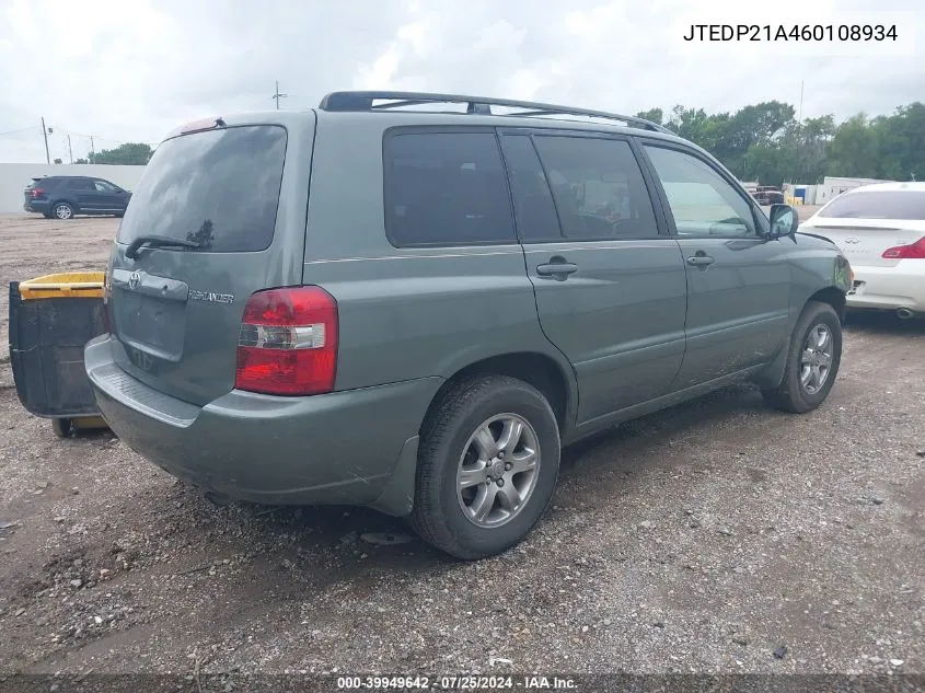 JTEDP21A460108934 2006 Toyota Highlander V6